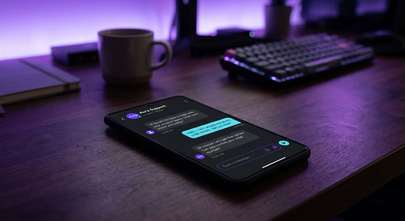 Chatbot der svarer kunder på en telefon